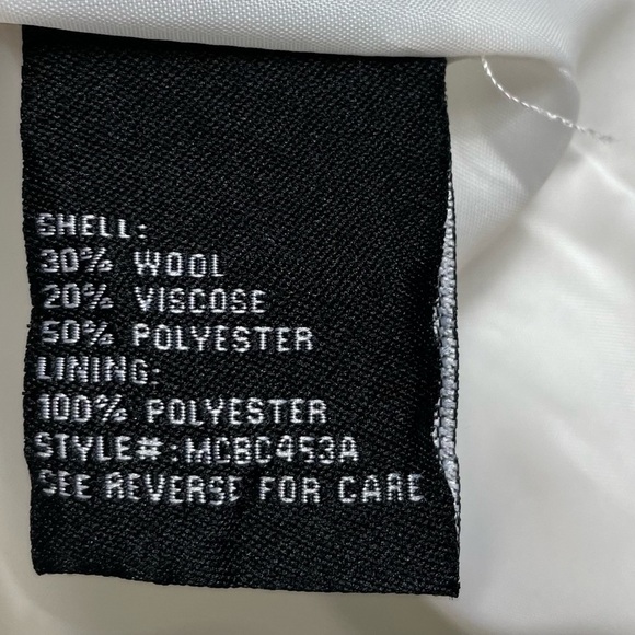 NEW BNCI Winter White Pea Coat Wool Blend Blanc Noir Size Medium - Picture 6 of 7